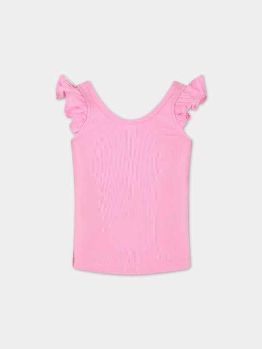 Top rosa per bambina con rouches,Molo,2S23A109 8696