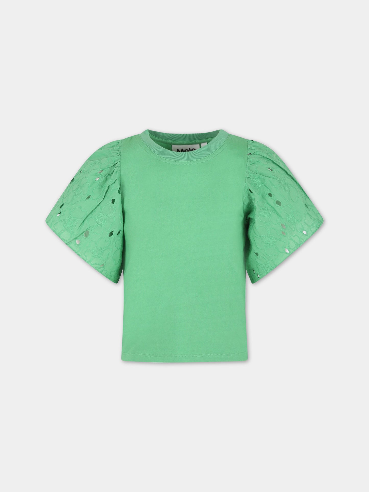 T-shirt verde per bambina con rouches,Molo,2S23A204 8707