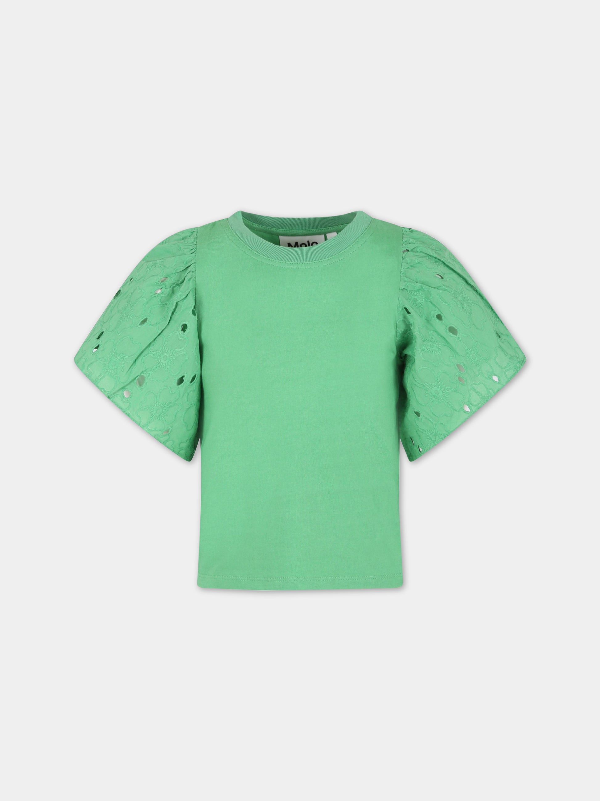 T-shirt verde per bambina con rouches,Molo,2S23A204 8707