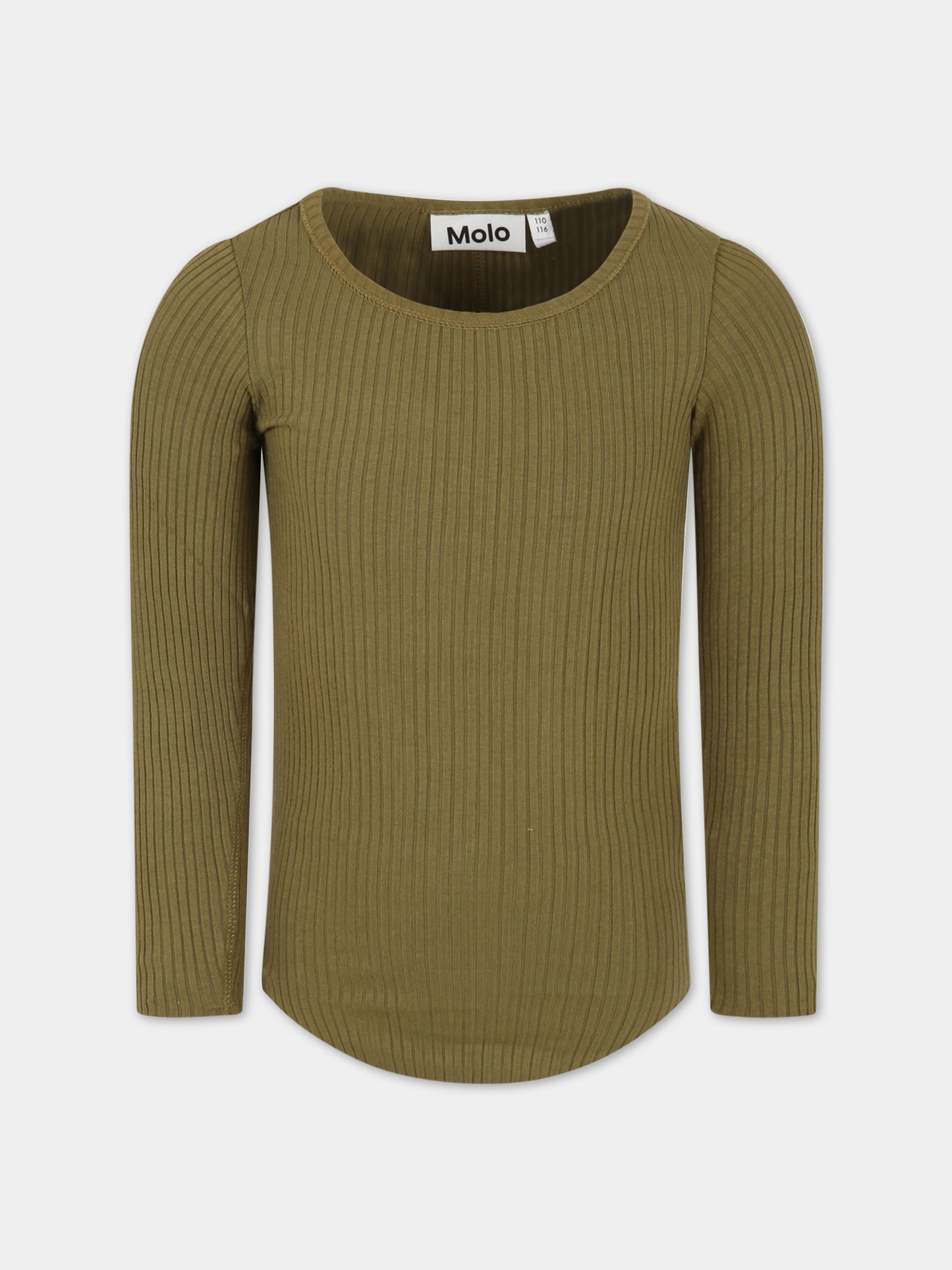 T-shirt verde per bambina con patch logato,Molo,2S23A401 8693