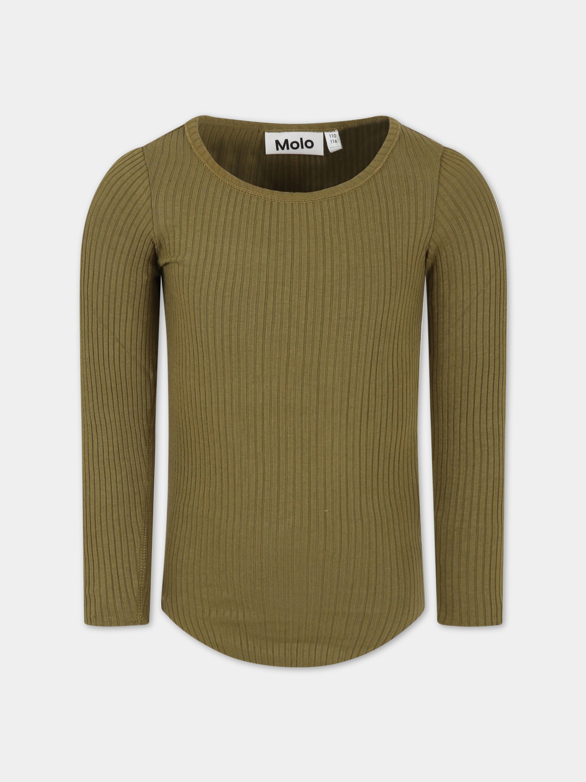 T-shirt verde per bambina con patch logato,Molo,2S23A401 8693