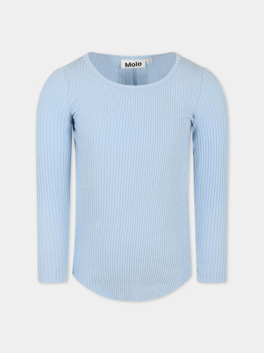 T-shirt celeste per bambina con patch logato,Molo,2S23A401 8691