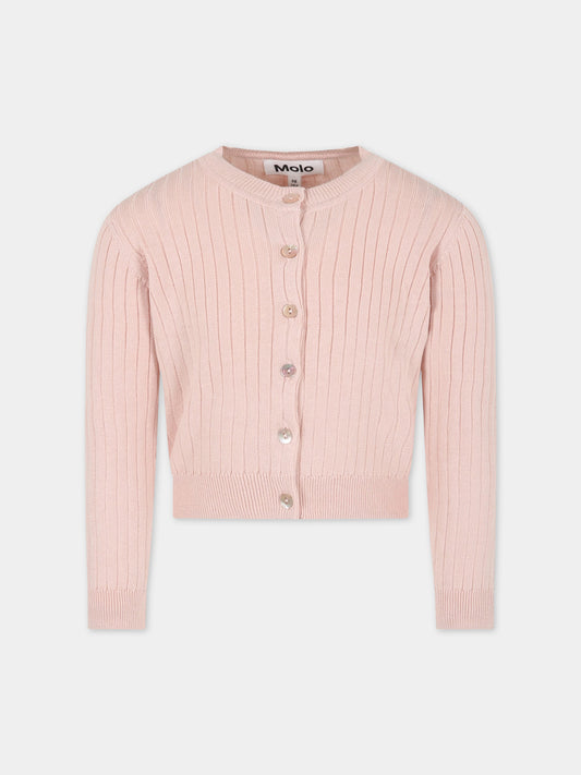 Cardigan rosa per bambina con patch logato,Molo,2S23K304 8151
