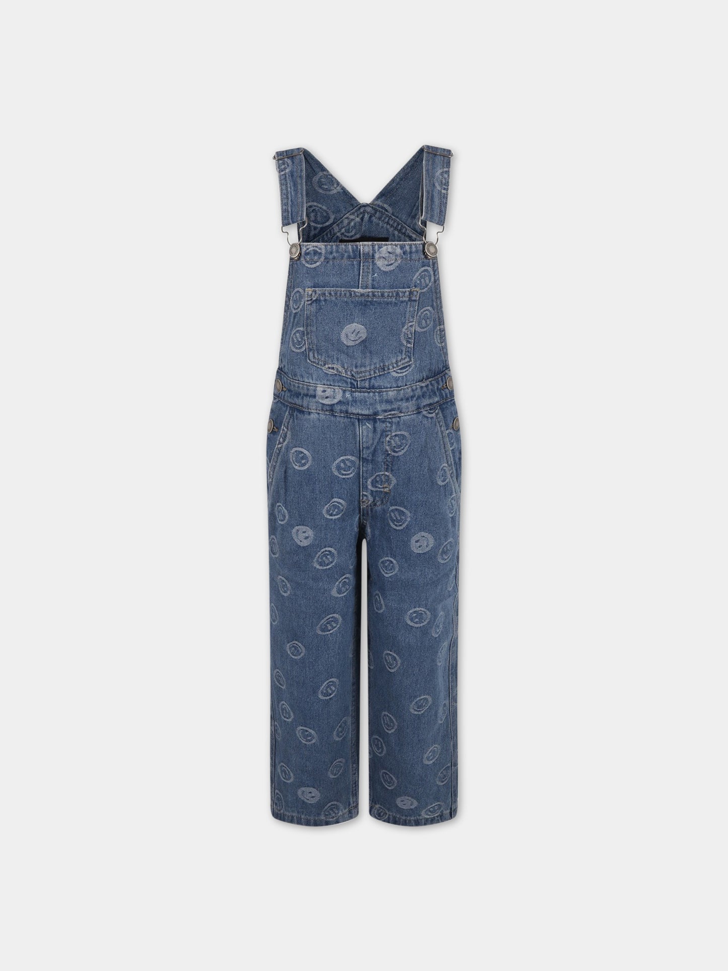 Salopette blu denim per bambina con smile,Molo,6S23I301 6791