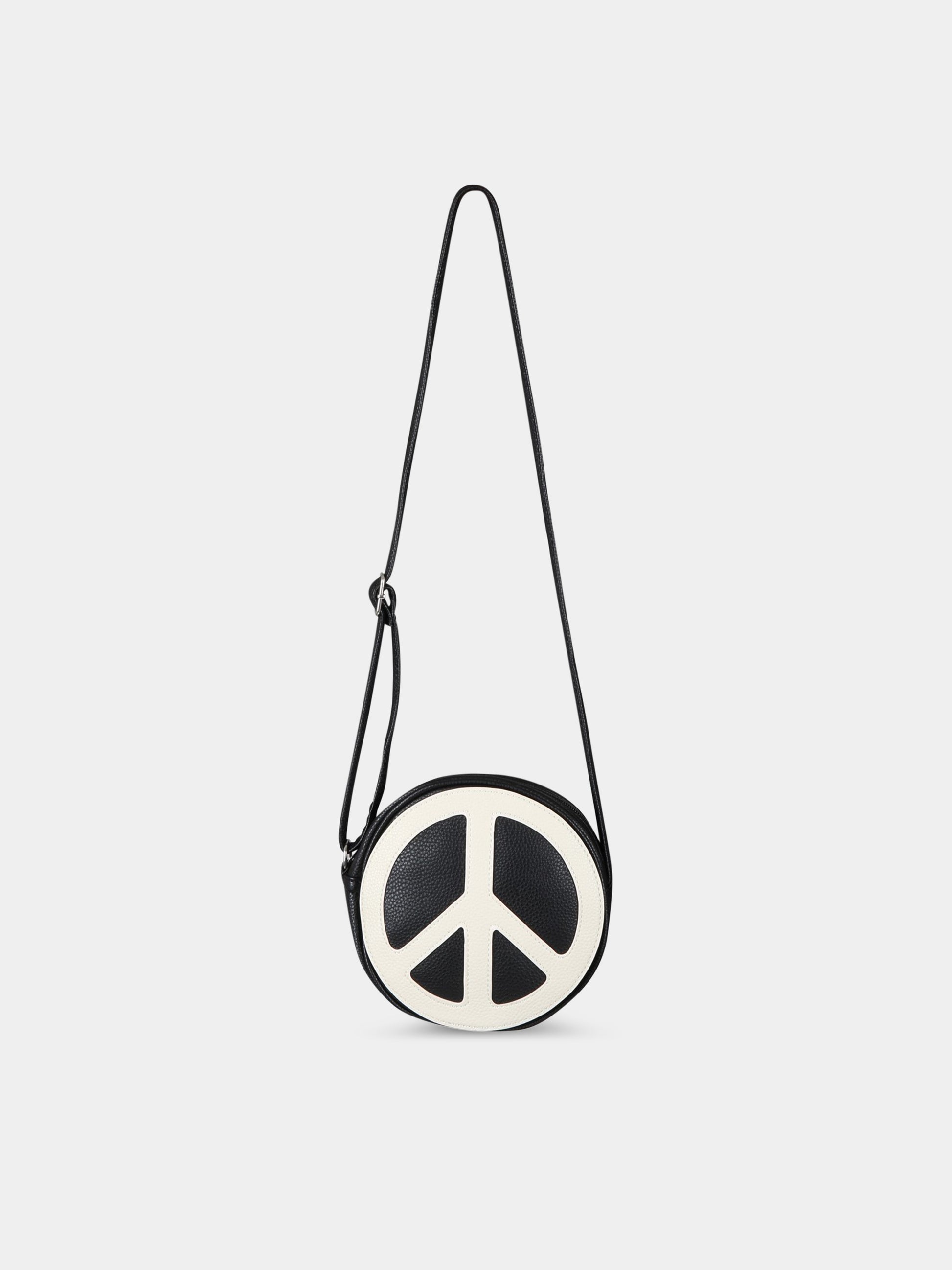 Borsa nera per bambina con simbolo della pace,Molo,7S23V106 0099