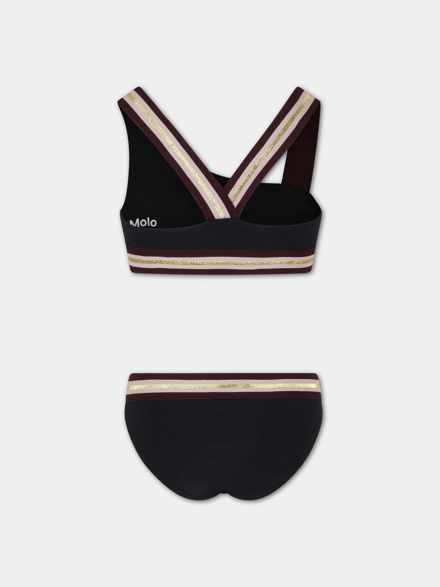 Bikini nero per bambina con logo,Molo,8S23P104 0099