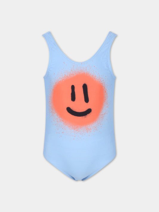 Costume celeste da bagno per bambina con smile,Molo,8S23P510 7878