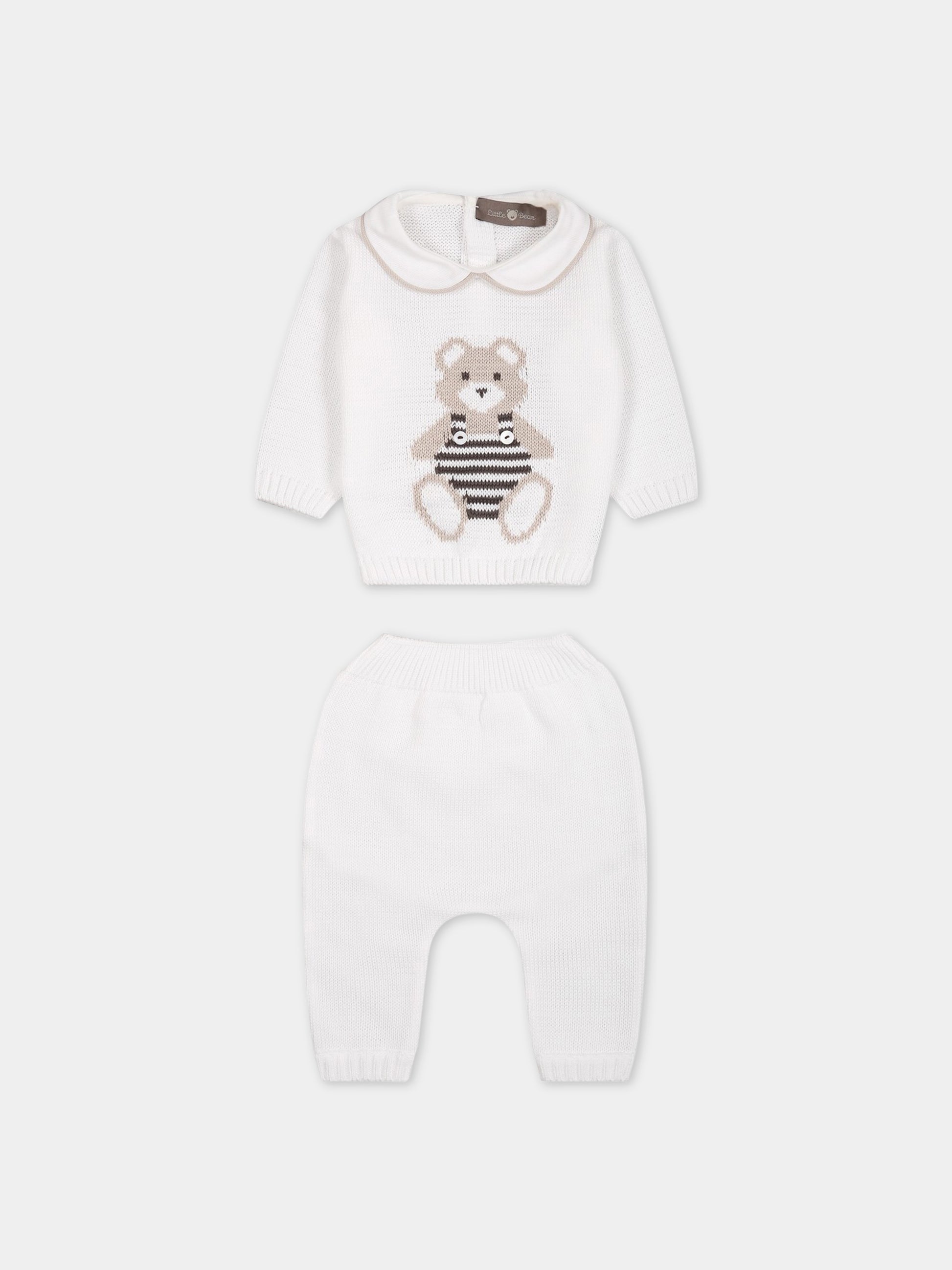 Completo bianco per neonati con orso,Little Bear,6126 BIANCO