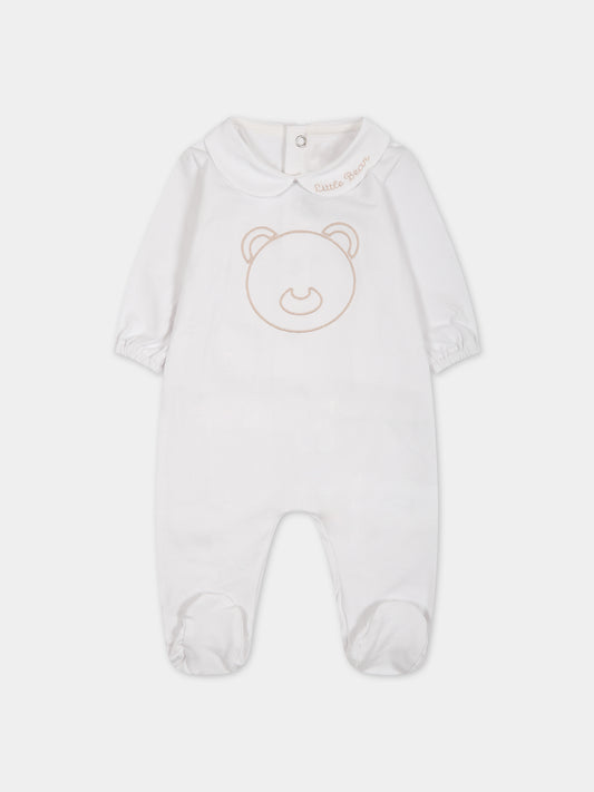 Tutina bianca per neonati con orso e logo,Little Bear,6036 BIANCO/CORDA