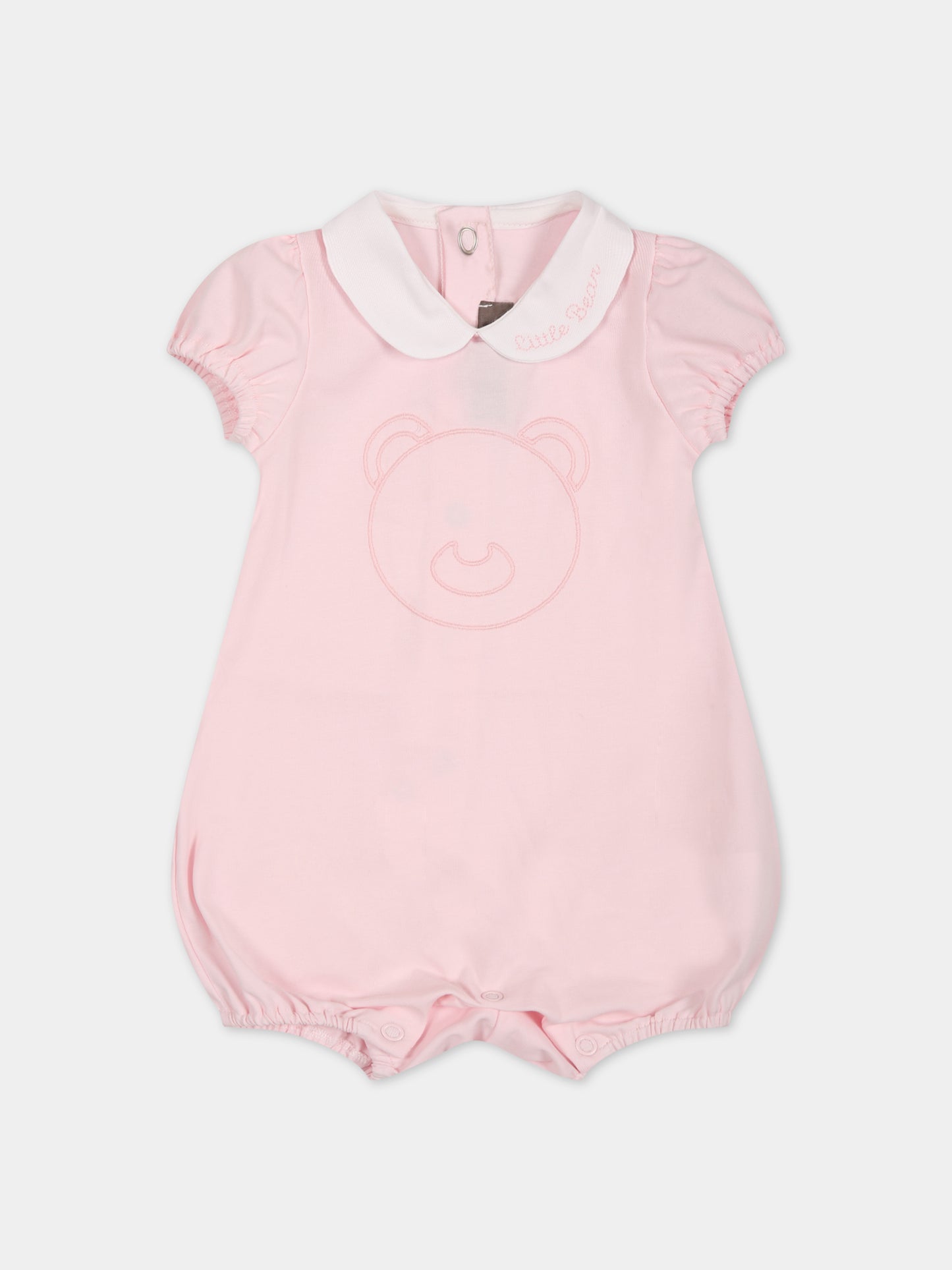 Pagliaccetto rosa per neonata con orso e logo,Little Bear,6048 ROSA