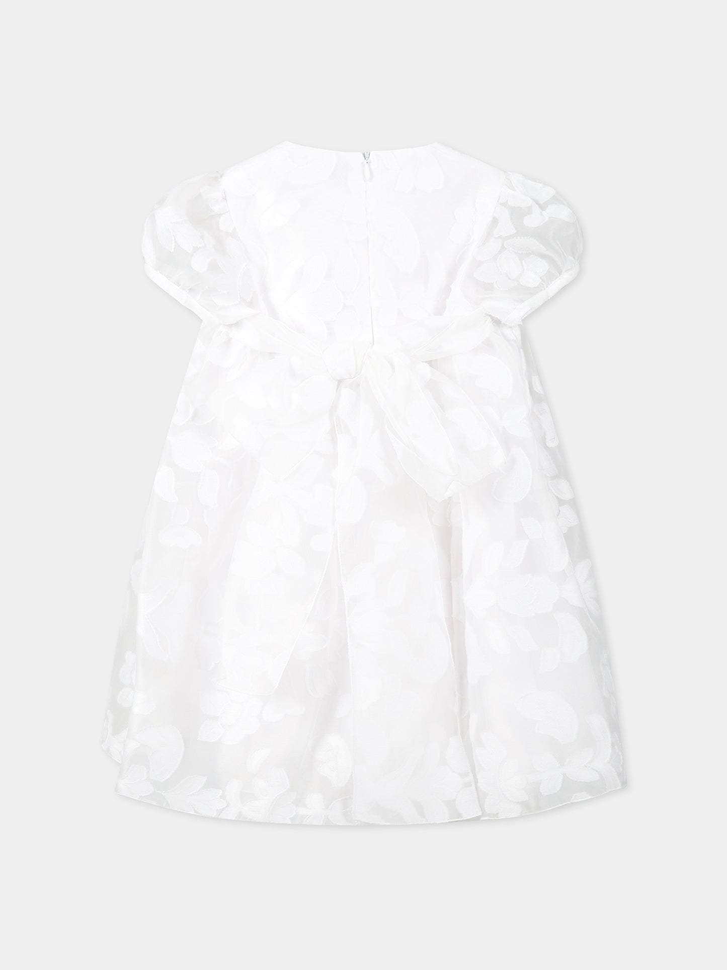 Vestito bianco per neonata con dettagli floreali,Little Bear,6251 BIANCO/BIANCO