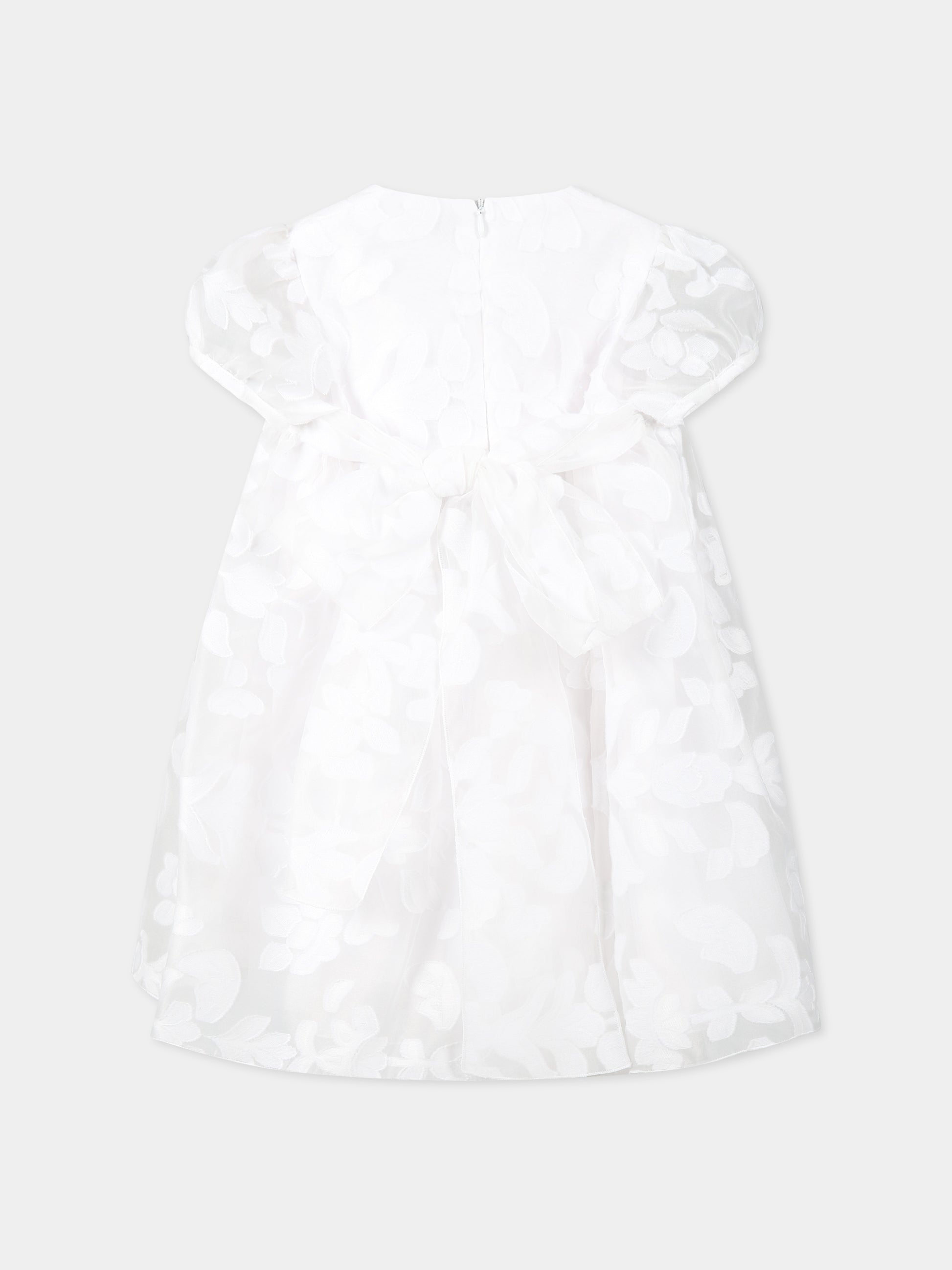 Vestito bianco per neonata con dettagli floreali,Little Bear,6251 BIANCO/BIANCO