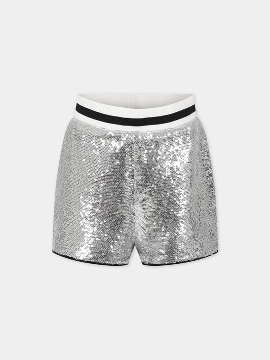 Short elegante argento con paillettes per bambina,Zadig & Voltaire Kids,X14165 016