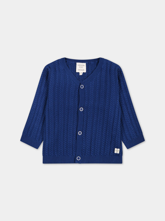 Cardigan blu per neonato con logo,Carrement Beau,Y05218 830