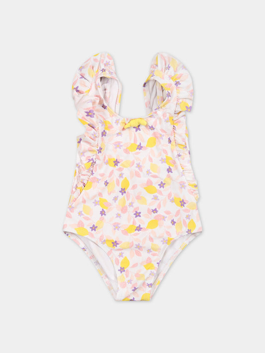 Costume multicolor intero per neonata con stampa fiori,Carrement Beau,Y00061 10P