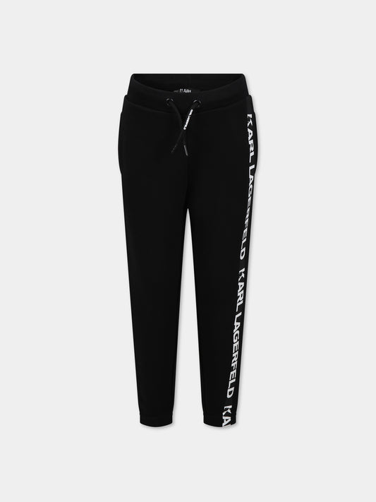 Pantaloni nero per bambino con logo,Karl Lagerfeld Kids,Z24156 09B
