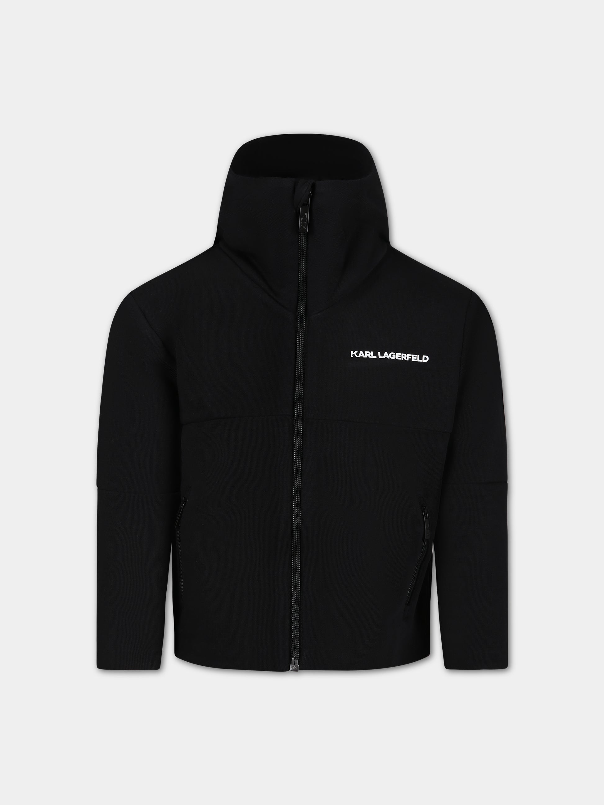 Felpa nera per bambino con stampa logo,Karl Lagerfeld Kids,Z25409 09B