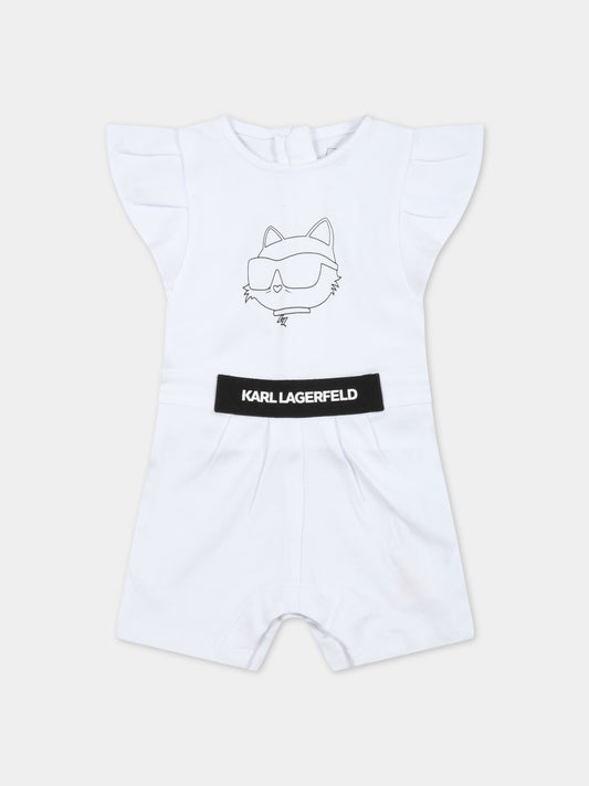 Pagliaccetto bianco per neonata con Choupette,Karl Lagerfeld Kids,Z94071 10P
