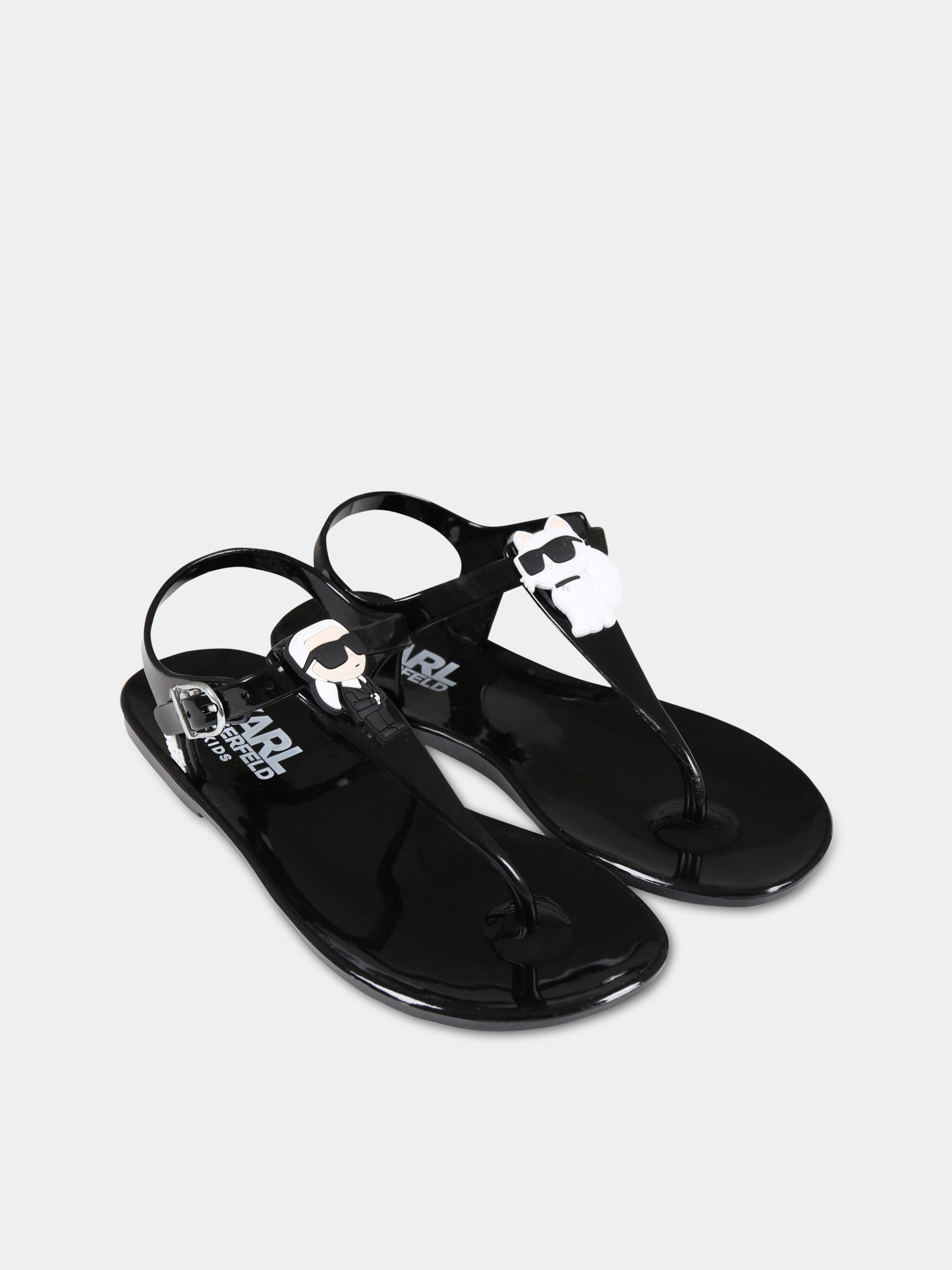 Sandalo nero per bambina con patch e logo,Karl Lagerfeld Kids,Z19098 09B
