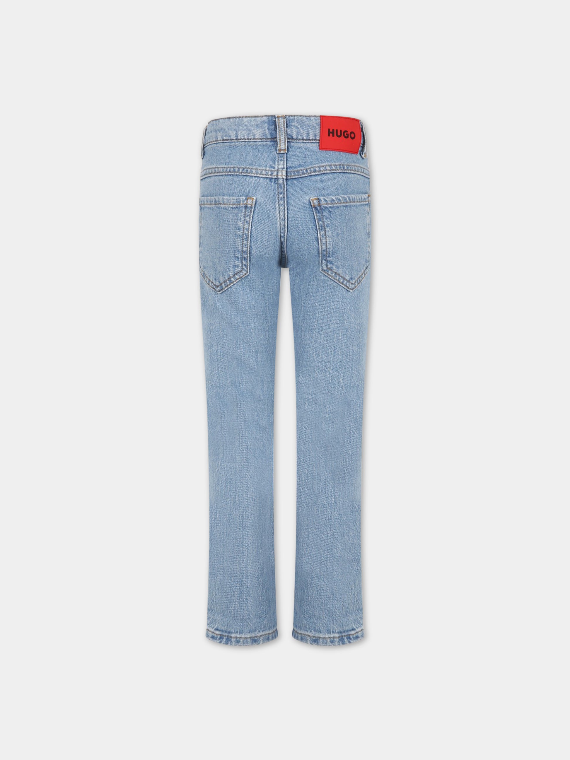 Jeans celesti per bambino con logo,Hugo,G24118 Z74