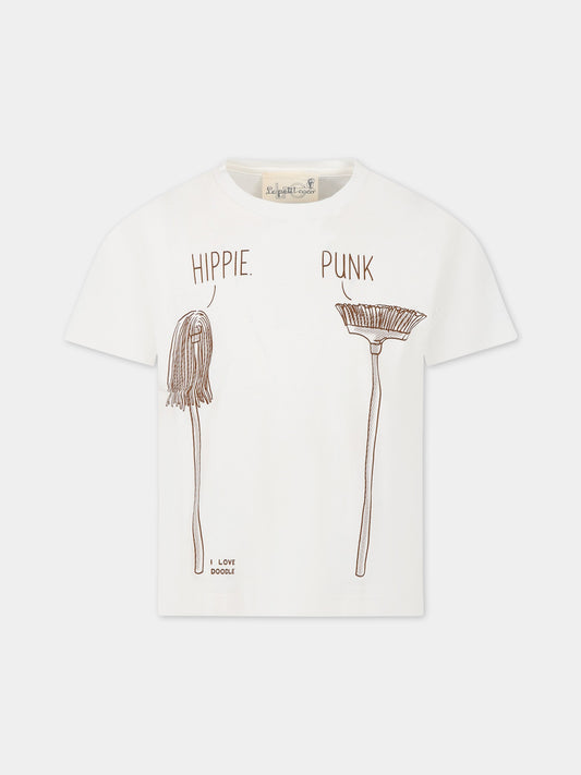 T-shirt bianco per bambino con stampa,Le Petit Coco,LMTS034 JE138 0005