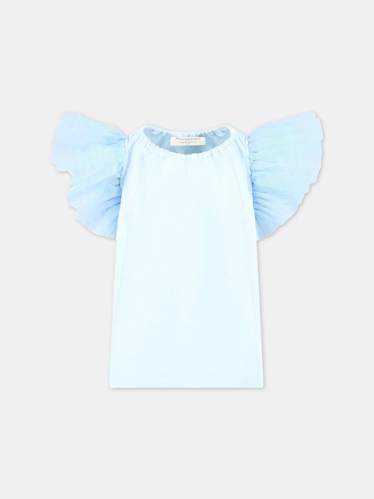 Felpa celeste per bambina con tulle,Philosophy,PJFE128 FE144 9012