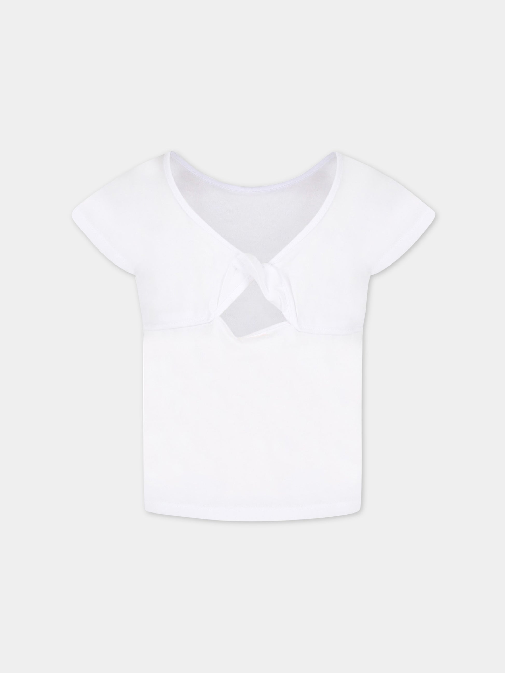 T-shirt bianca per bambina con farfalle,Billieblush,U15B24 10P