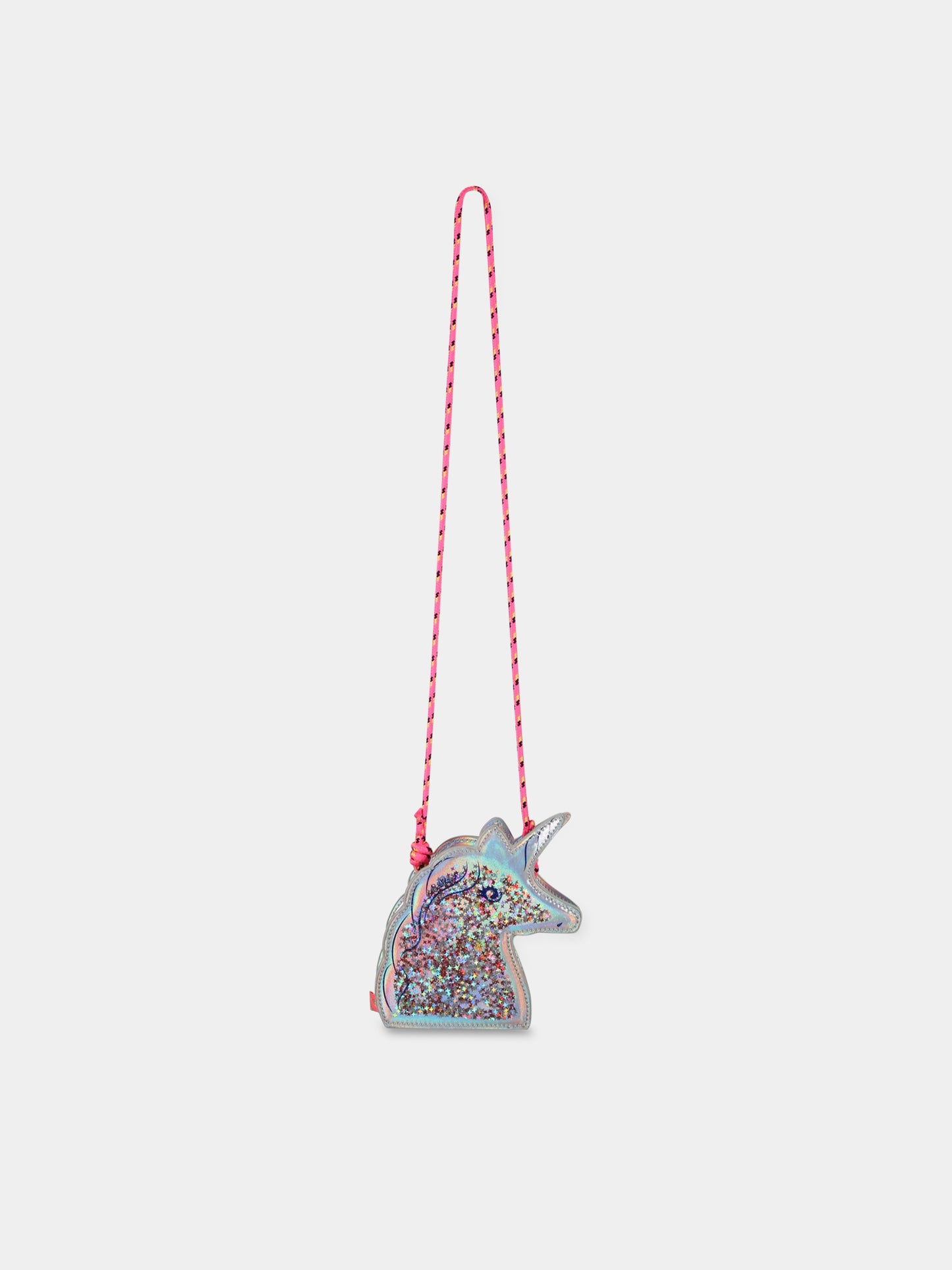 Borsa argentata per bambina con stelle e con logo,Billieblush,U10535 111