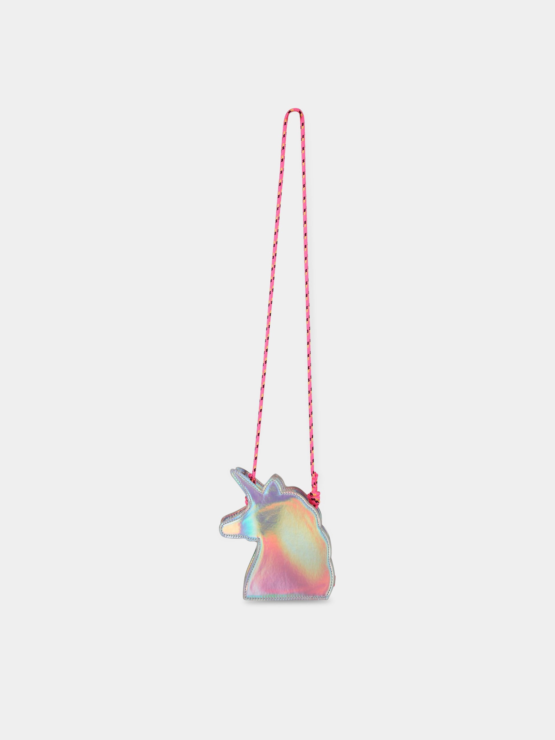Borsa argentata per bambina con stelle e con logo,Billieblush,U10535 111