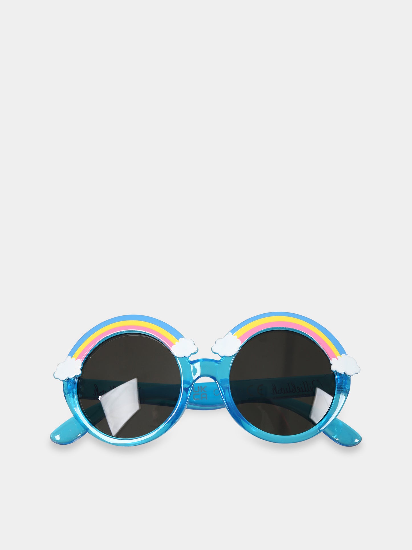 Occhiali azzurro da sole con arcobaleno e logo,Billieblush,U10522 784