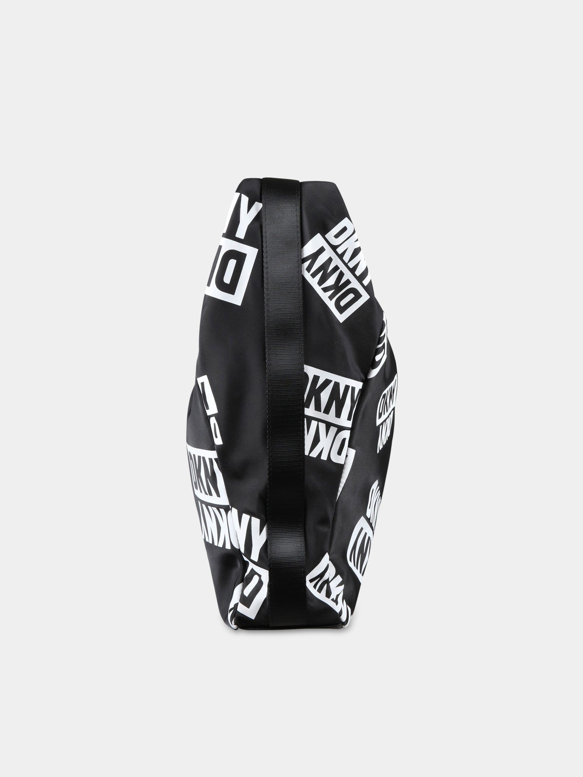 Borsa nera per bambina con logo bianco,Dkny,D30563 M41