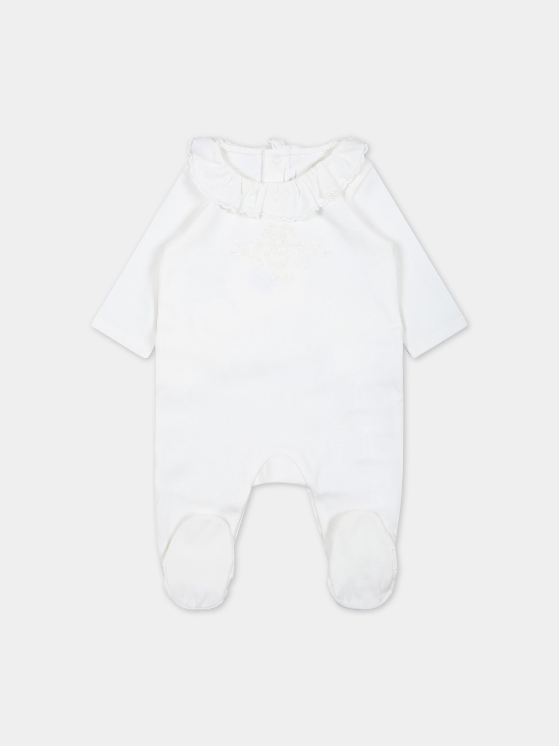 Set bianco per neonata con logo,Chloé Kids,C97302 117