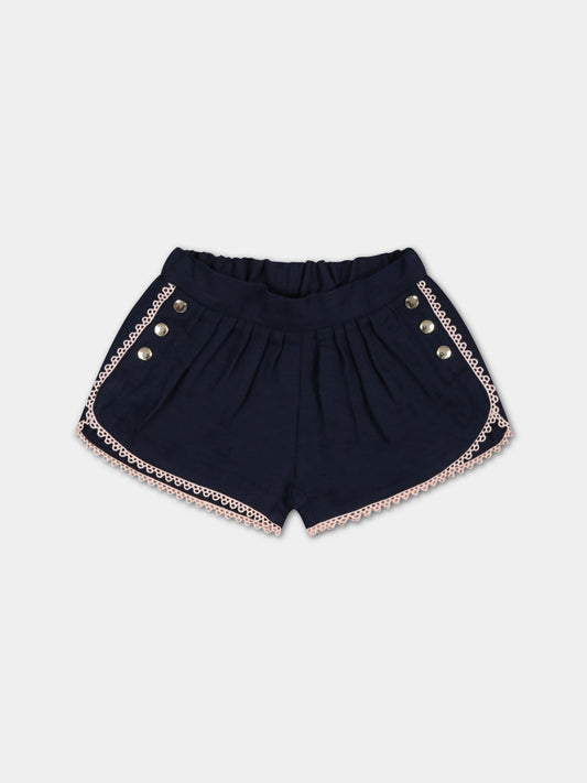 Shorts blu per neonata,Chloé Kids,C04334 859