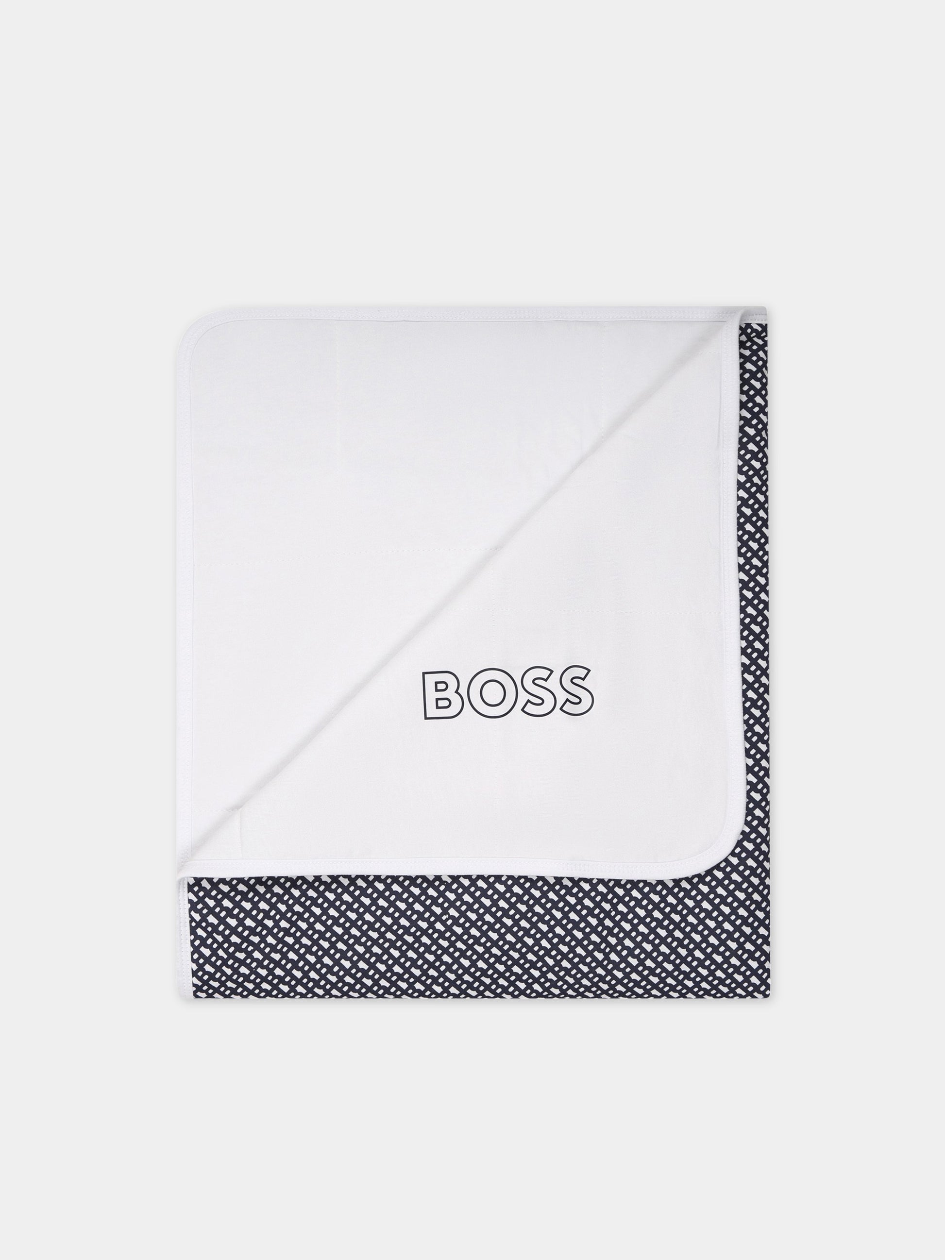 Coperta blu per neonato con logo,Boss,J90317 849