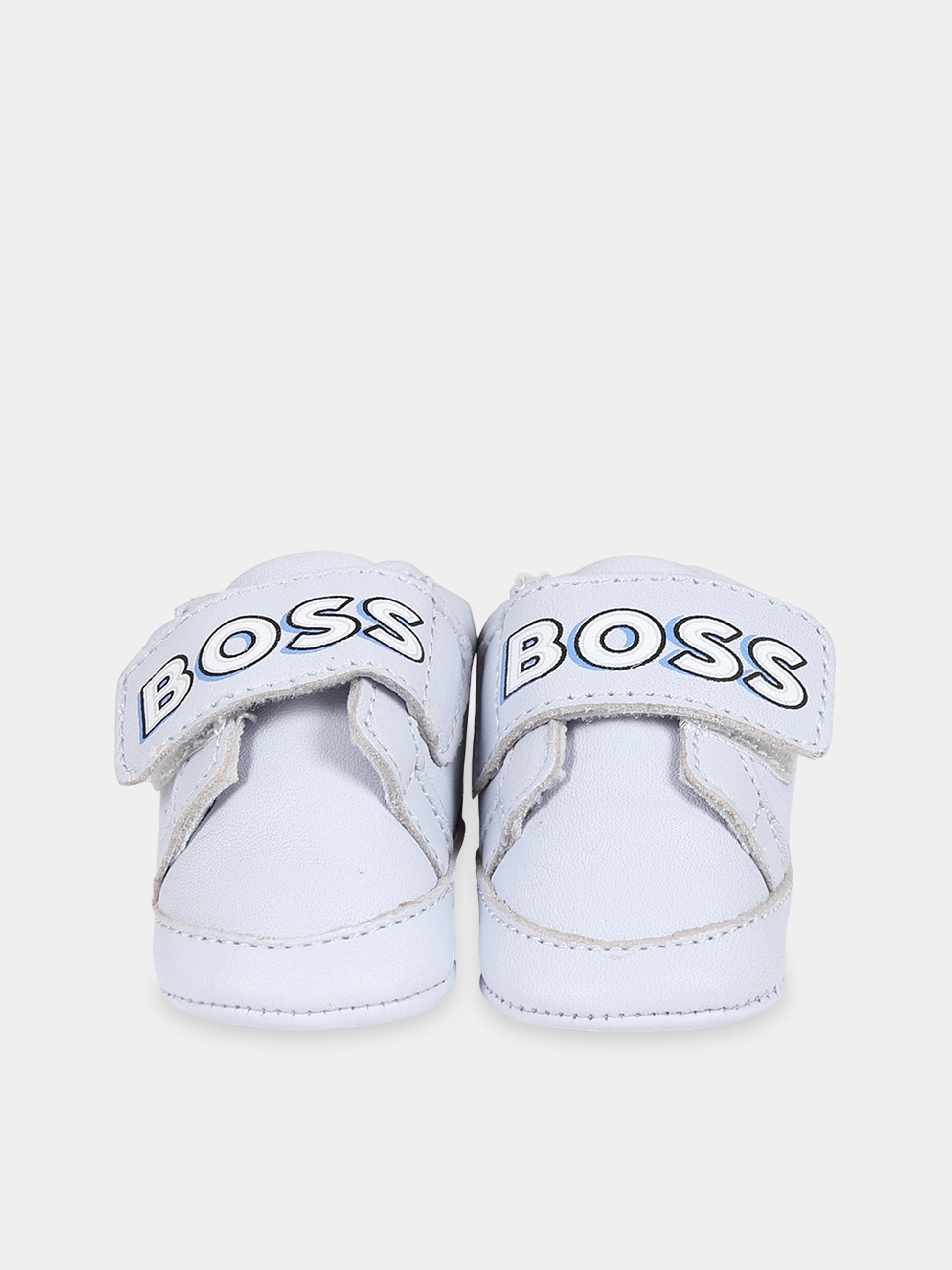 Sneakers celesti per neonato con scritta  Boss ,Boss,J99126 771