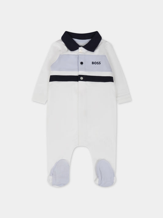 Pagliaccetto bianco per neonato con logo,Boss,J97203 10P