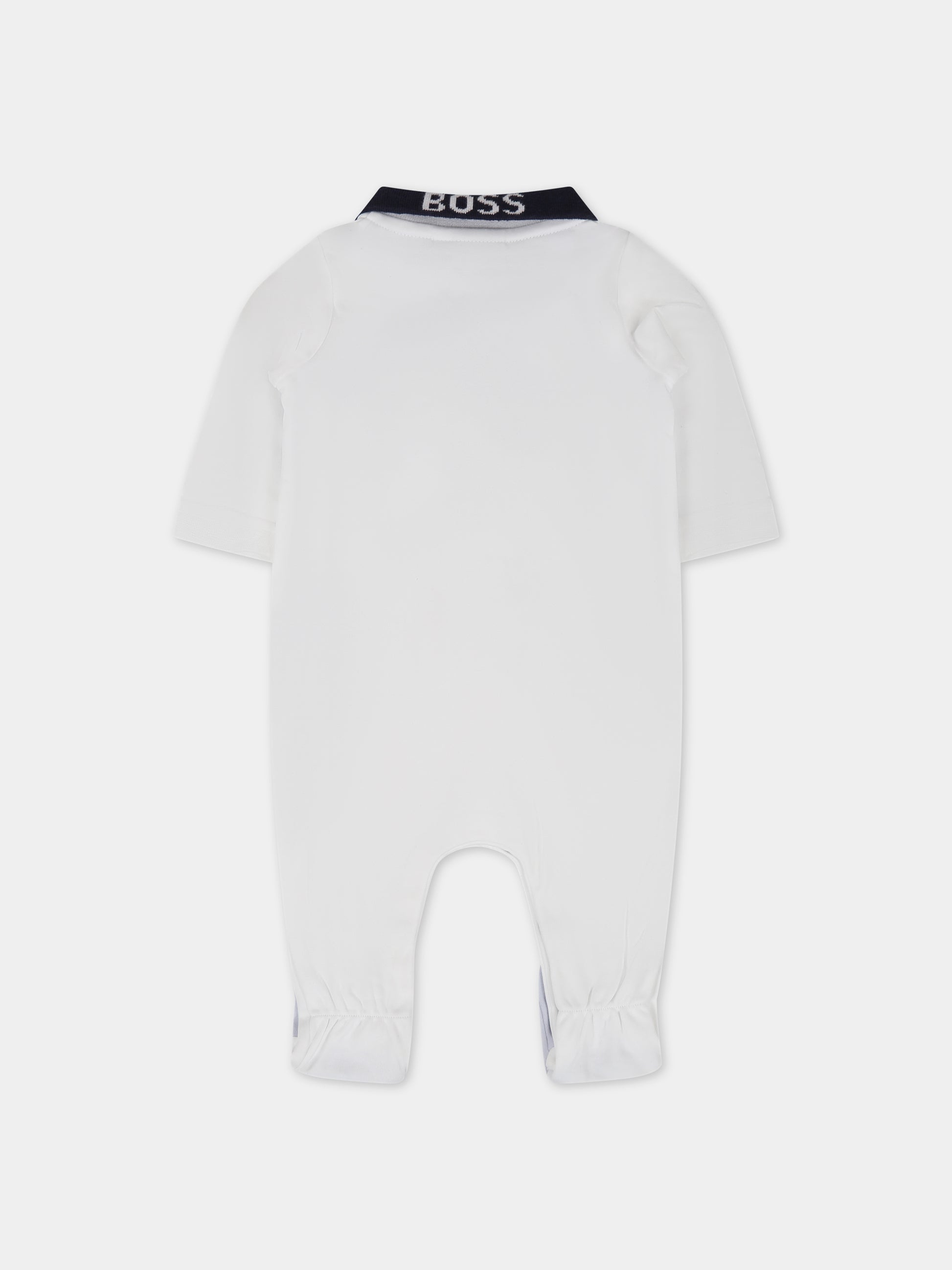 Pagliaccetto bianco per neonato con logo,Boss,J97203 10P