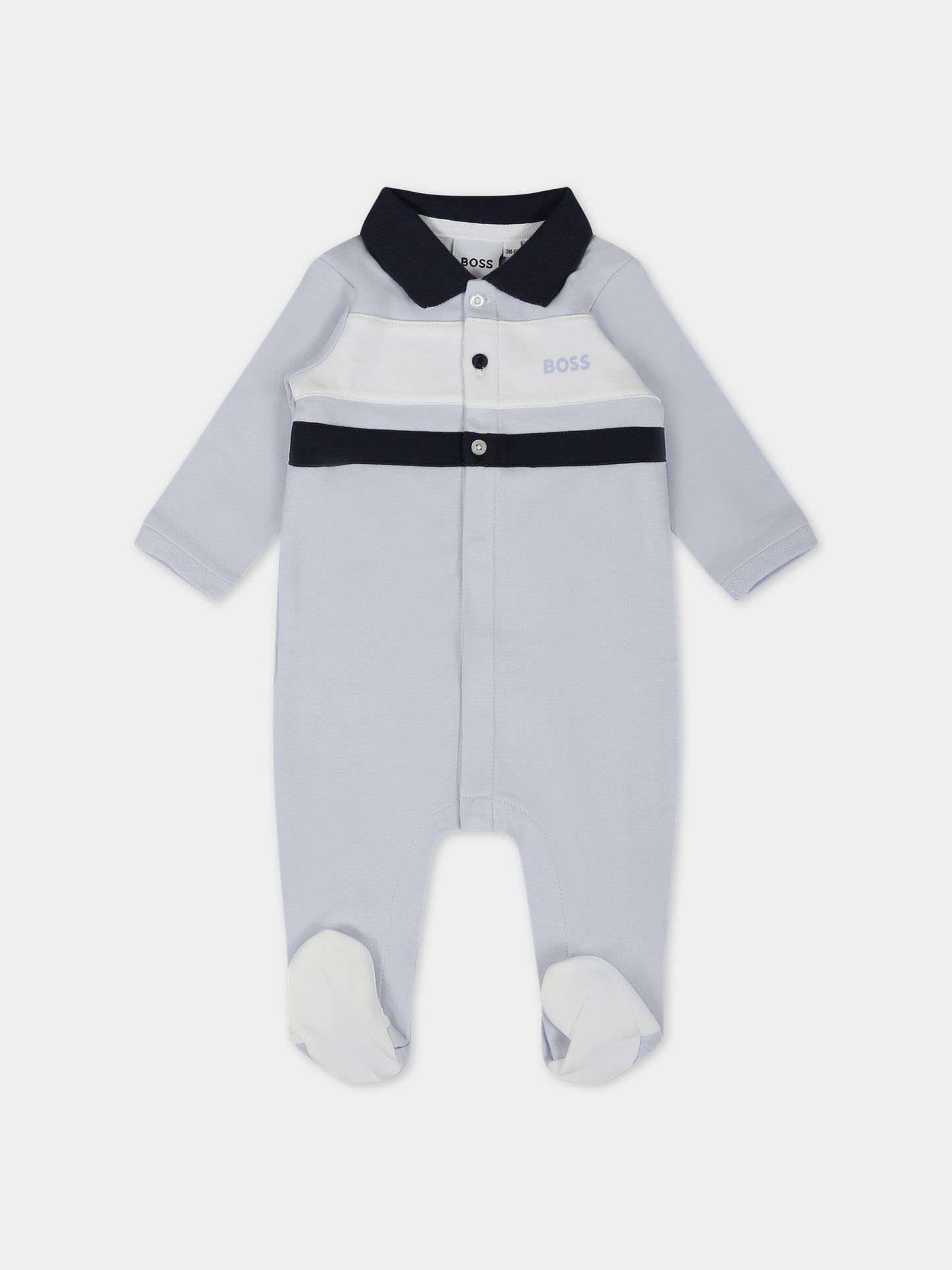 Pagliaccetto celeste per neonato con logo,Boss,J97203 771