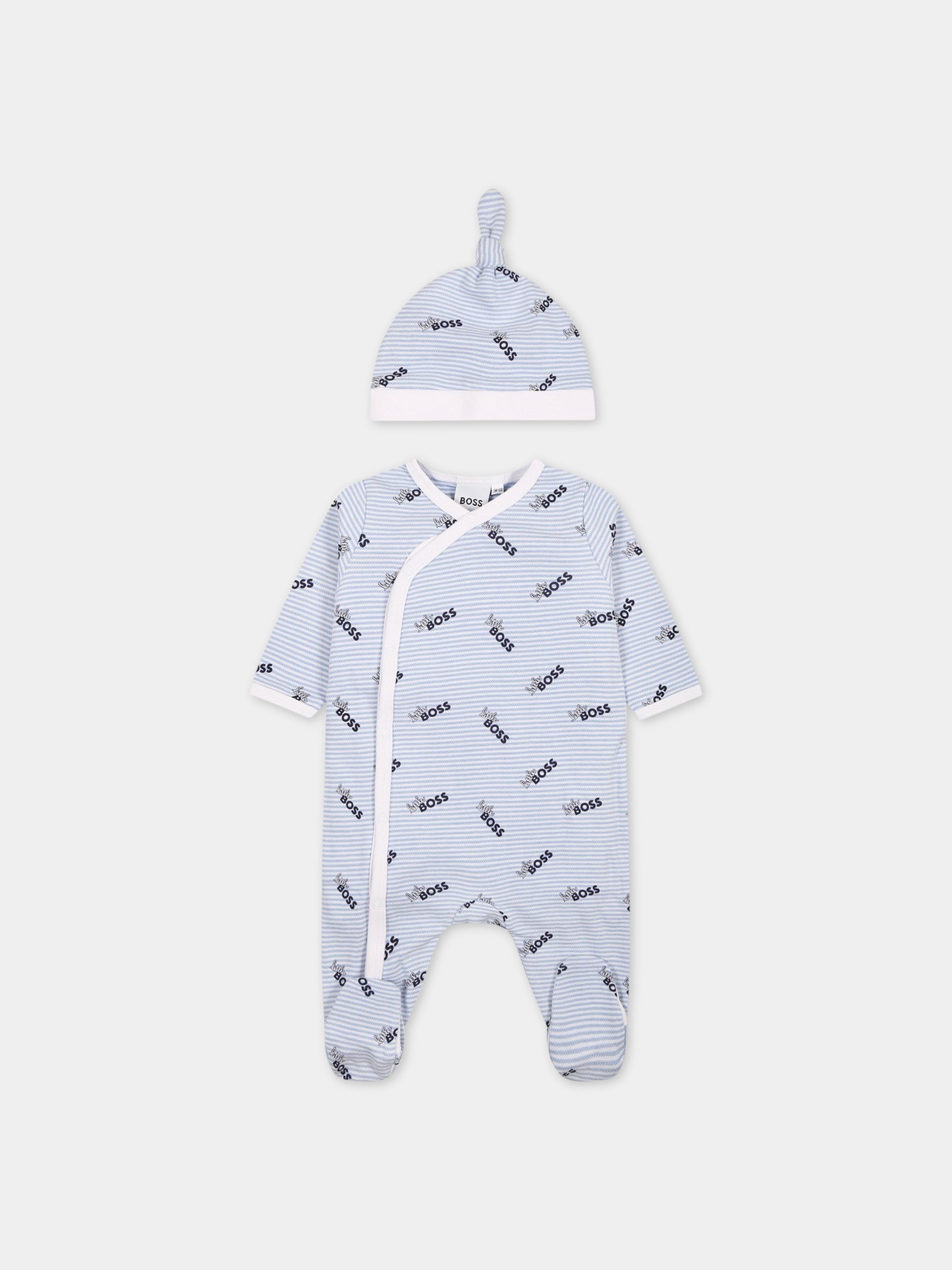 Set celeste per neonato con scritta  little Boss ,Boss,J98406 77A
