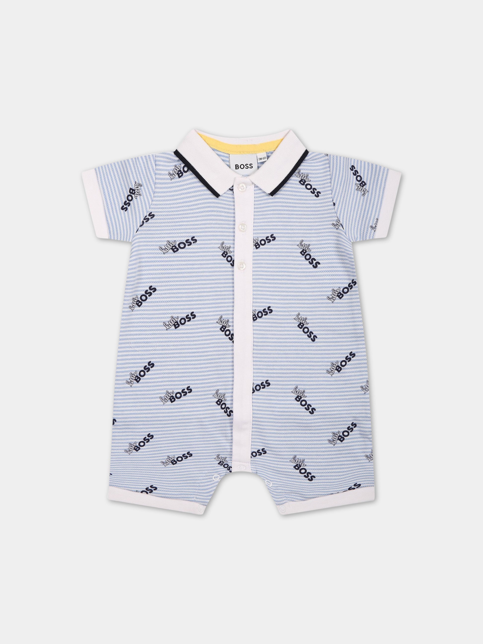 Pagliaccetto celeste per neonato con scritta  little Boss ,Boss,J94341 77A