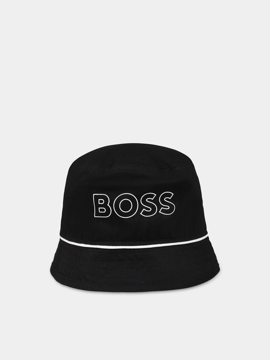 Cloche nera per neonato con logo,Boss,J01143 09B