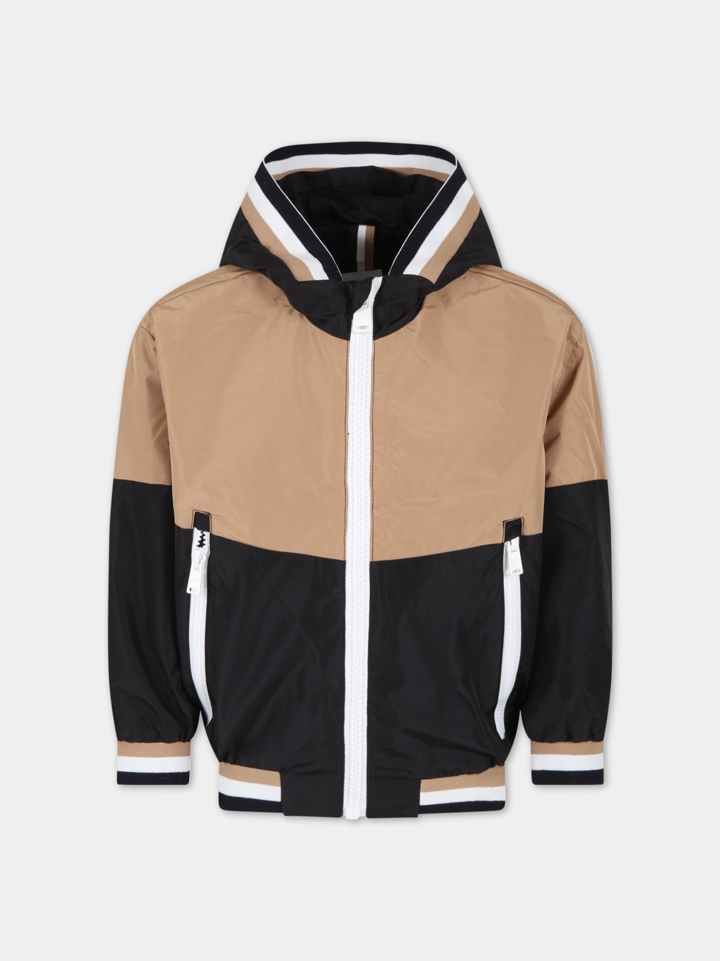 Giacca multicolor a vento per bambino con patch logato,Boss,J26497 09B