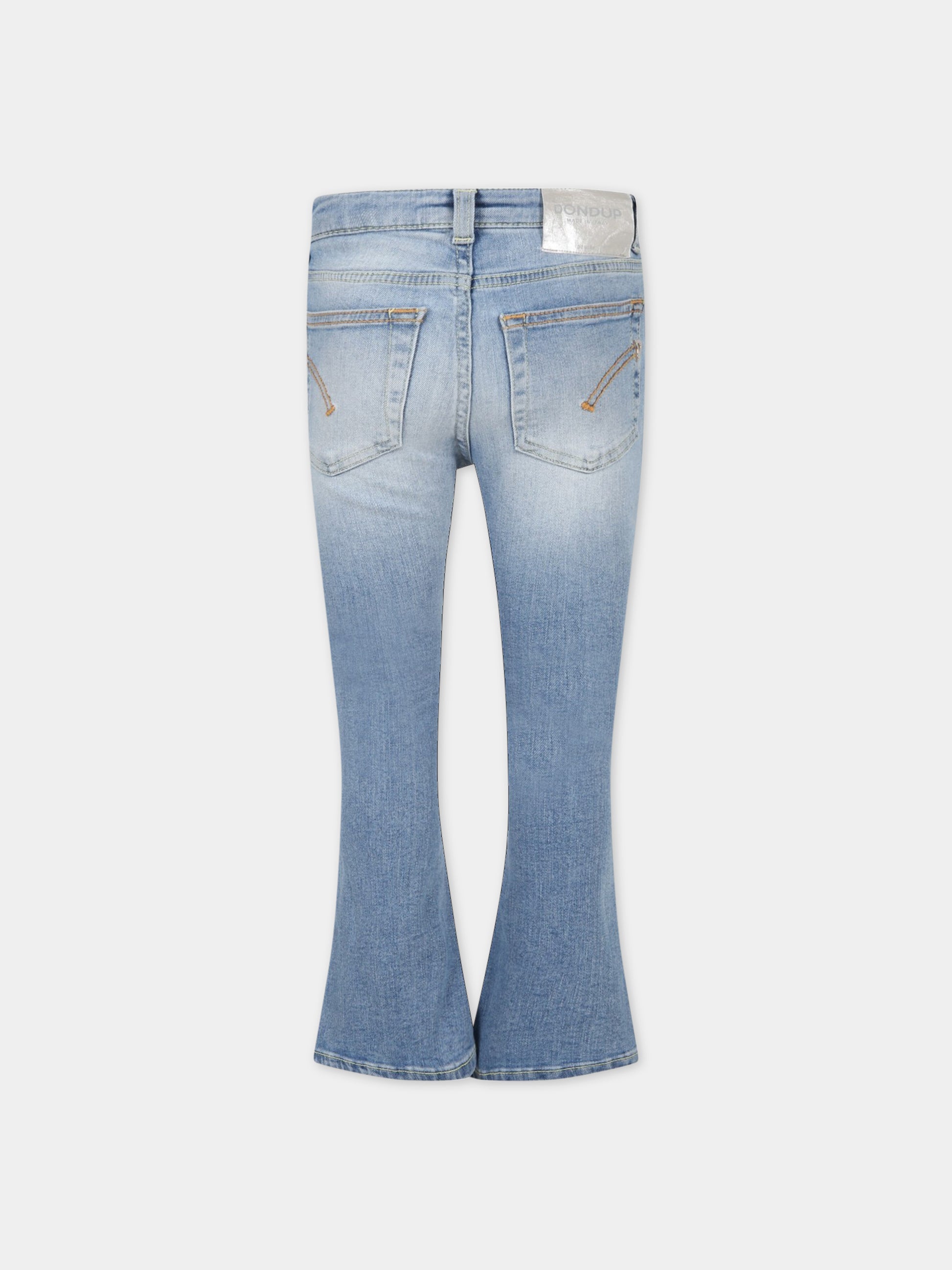 Jeans celesti per bambina con patch logato,Dondup Kids,DFPA216C DS041 4015