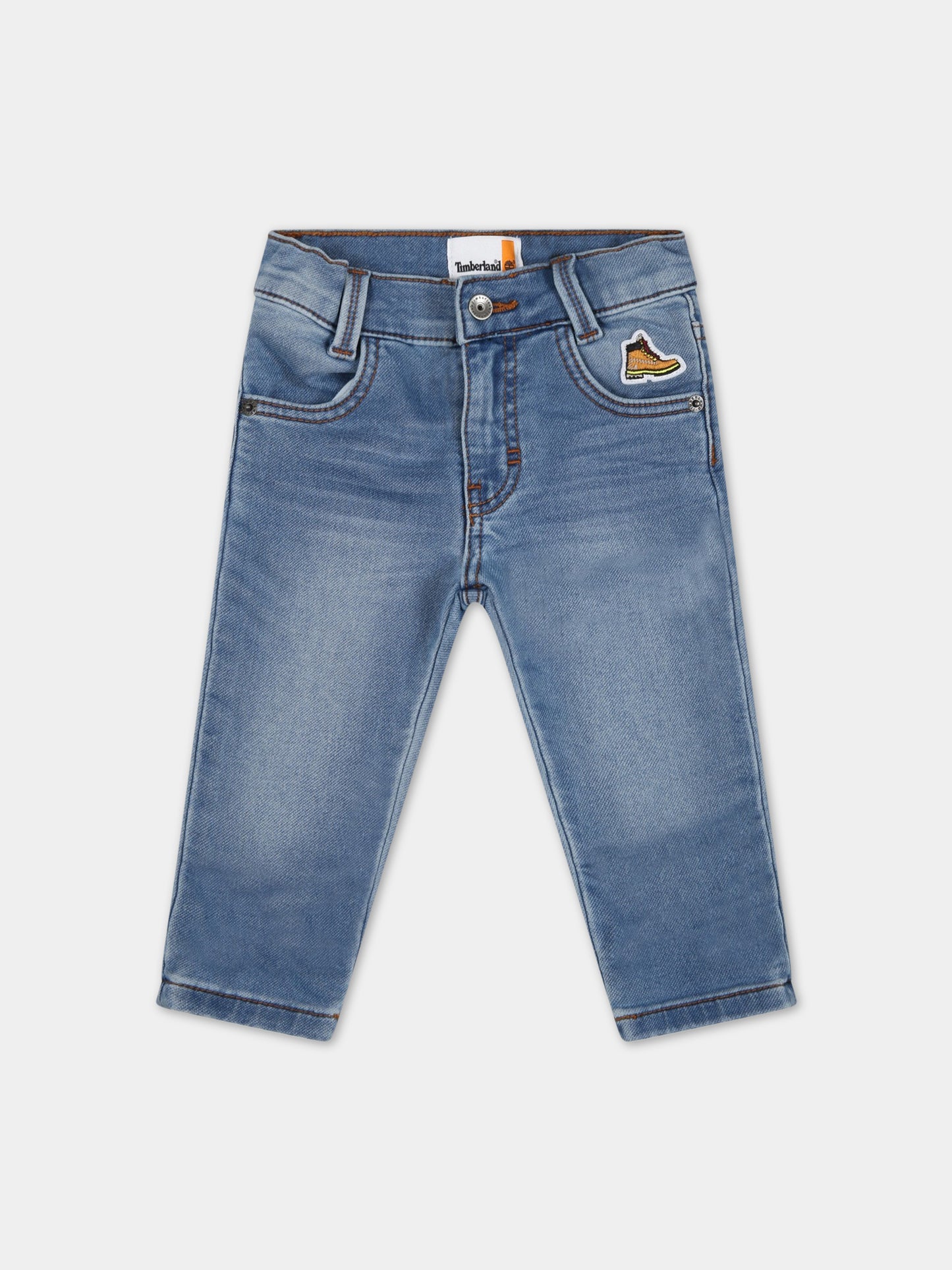 Jeans celesti per neonato con patch,Timberland,T04A49 Z74