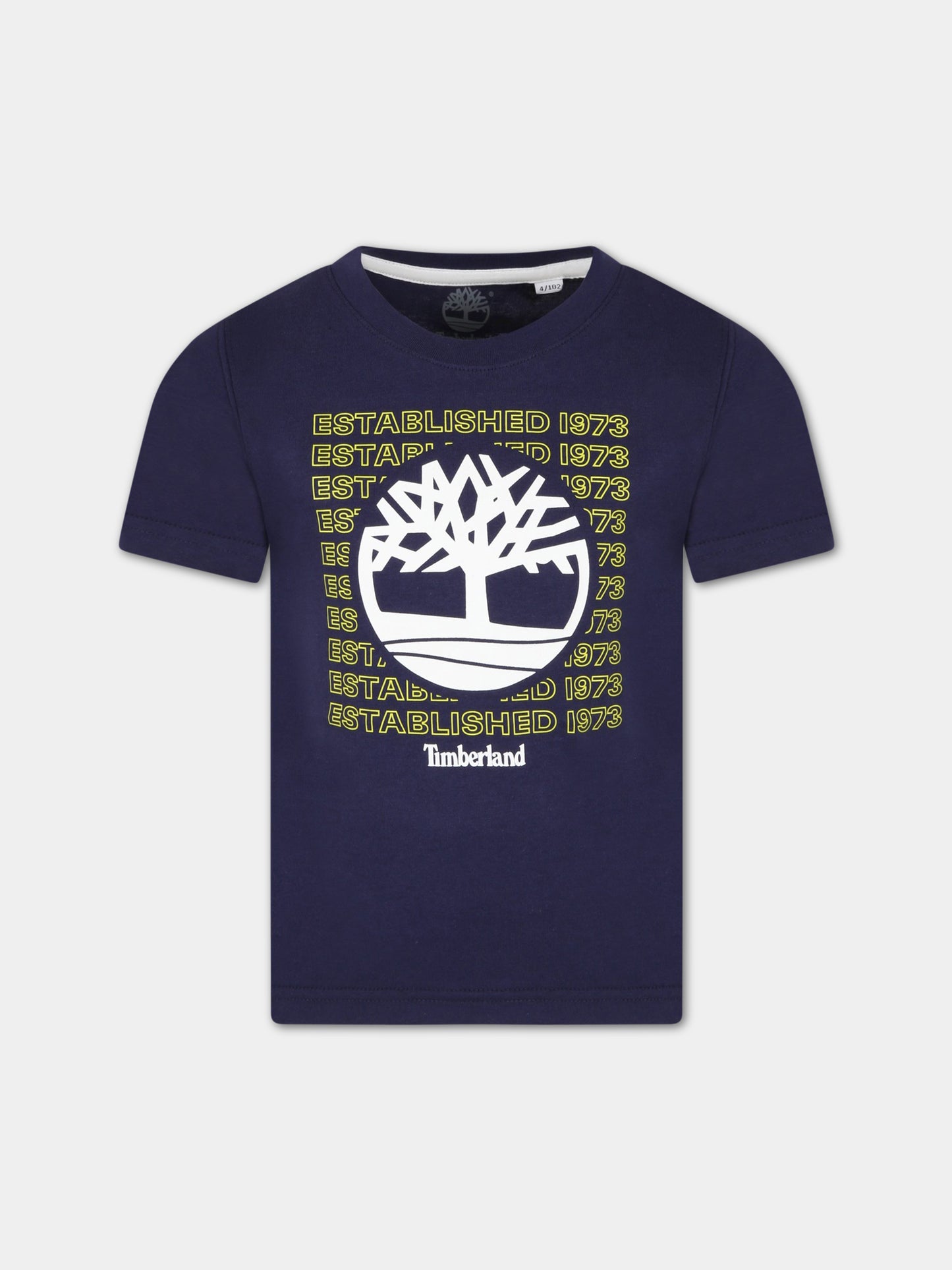 T-shirt blu per bambino con logo bianco,Timberland,T25T97 85T
