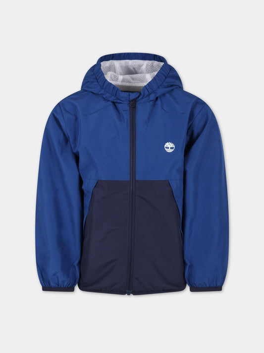 Giacca blu a vento per bambino con logo bianco,Timberland,T26581 830