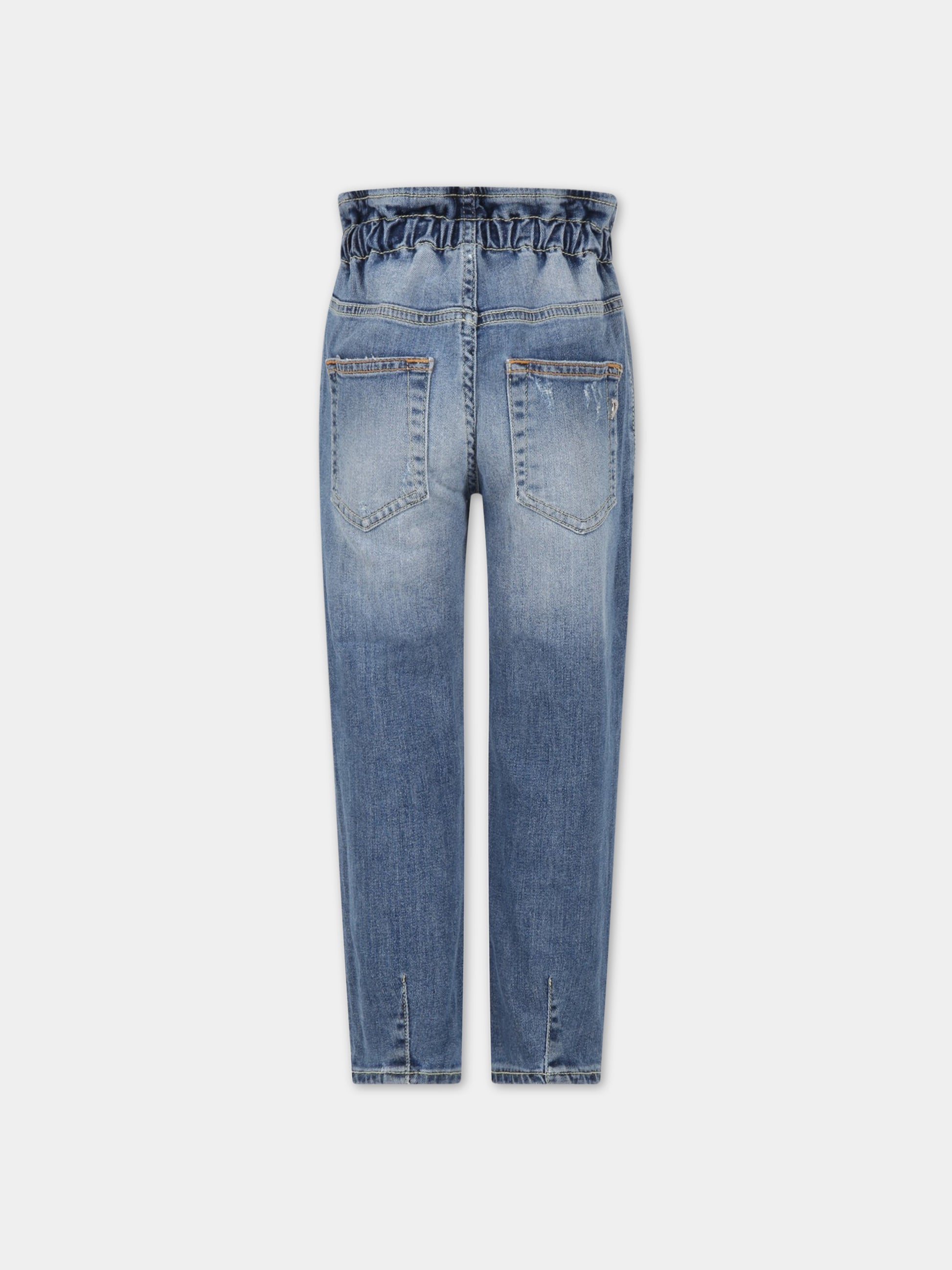 Jeans blu per bambina con finti strappi,Dondup Kids,DFPA221C DS041 4016