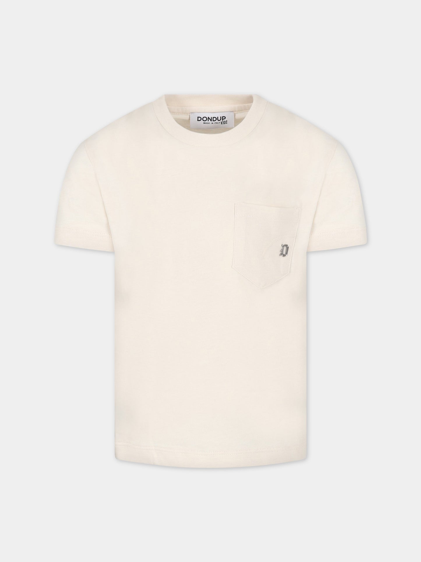 T-shirt avorio per bambino con logo,Dondup Kids,DMTS106C JF65 6007