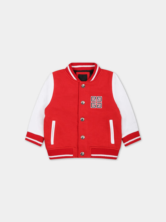 Bomber rosso per neonato con logo,Givenchy Kids,H05265 991