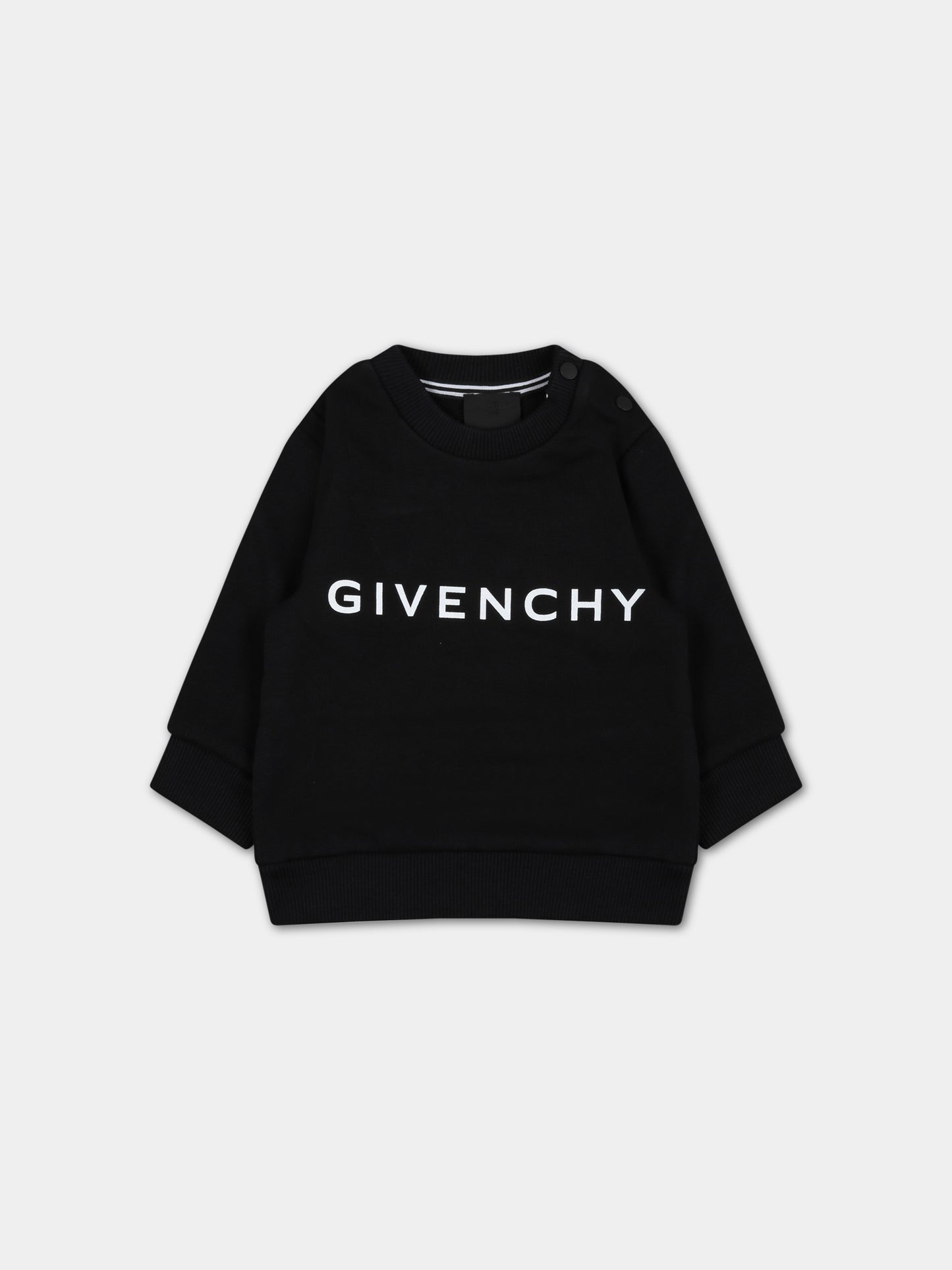 Felpa nera per neonato con logo bianco,Givenchy Kids,H05253 09B